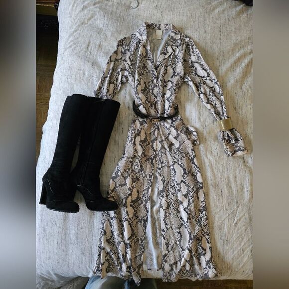 Snakeskin Print Maxi Button Dress Size 6 - Picture 3 of 5
